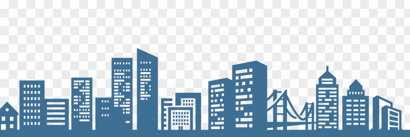 Blue Silhouettes Of Buildings Silhouette Architecture Illustration PNG