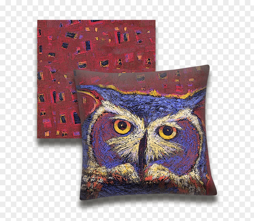 Owl Great Horned Cushion Throw Pillows Art PNG