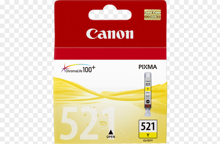1-pack Yellow Ink Cartridge Printer ピクサスPrinter Canon CLI 521Y Tank PNG