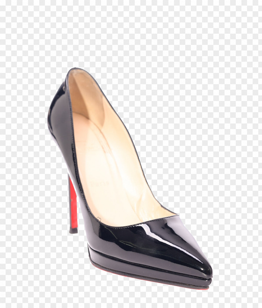 A Shiny Black High-heeled Shoes Shoe Footwear France PNG