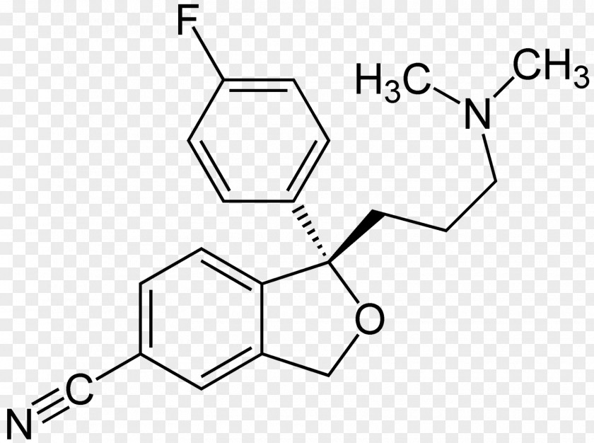 Formula Escitalopram Selective Serotonin Reuptake Inhibitor Molecule Chemical Substance Structure PNG