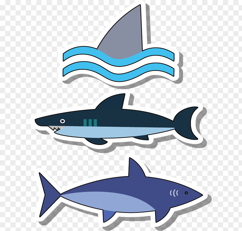 Cartoon Deep Sea Sharks Great White Shark Drawing Blue Fish PNG