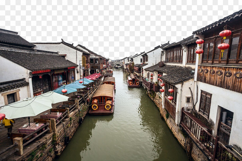 Jiangnan Water Village Raft Sightseeing Boat Pingjiang River Xihu District, Hangzhou Ferry PNG