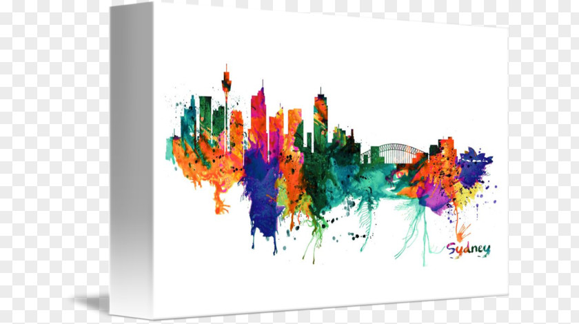 Watercolor Skyline Painting Graphic Design Art Printmaking PNG