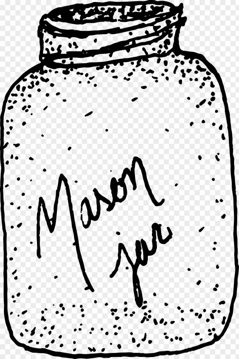 Mason Jar Line Art Black And White Monochrome Clip PNG