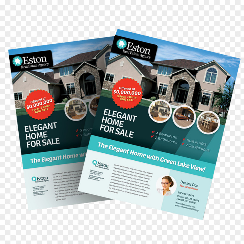 Flyer A4 Brochure Real Estate Template House PNG