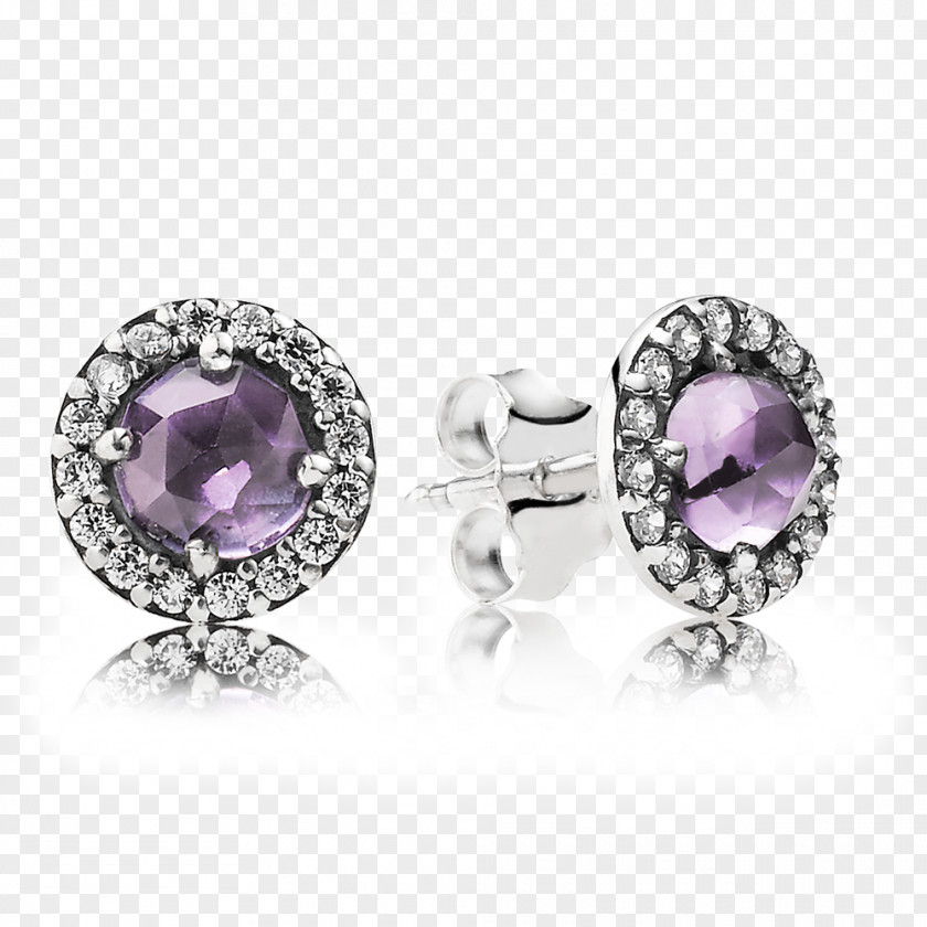 Pandora Earring Cubic Zirconia Amethyst Jewellery PNG