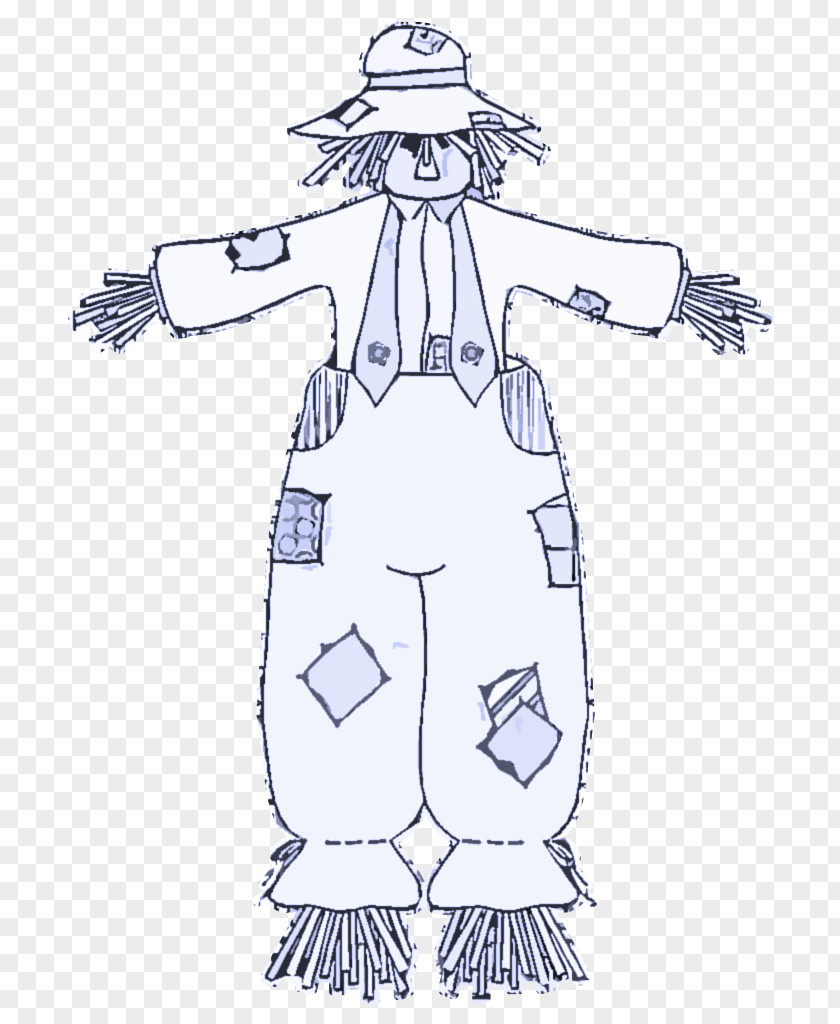 Style Drawing Costume Design Line Art Scarecrow Standing PNG