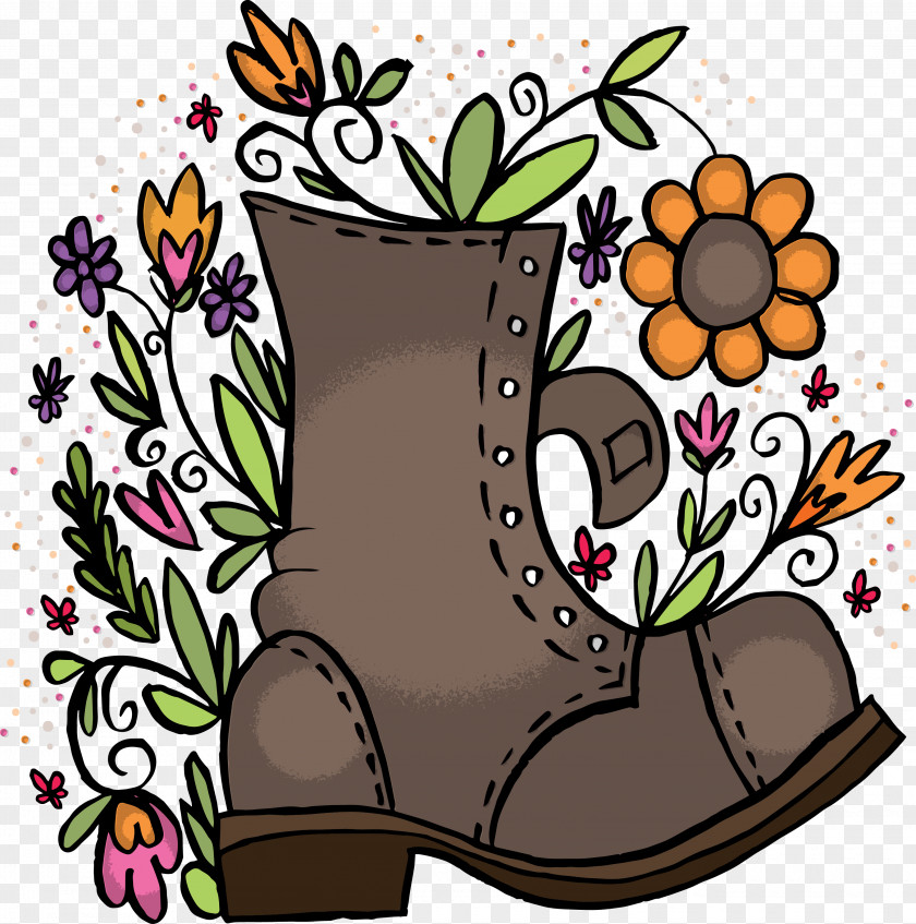 Vector Flowering Boots Boot Clip Art PNG