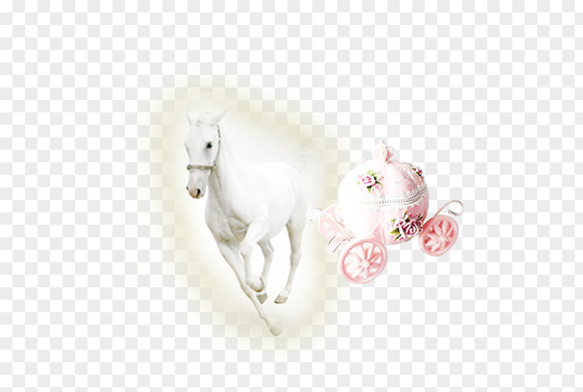 White Horse And Car Decoration Free To Pull The Material PNG