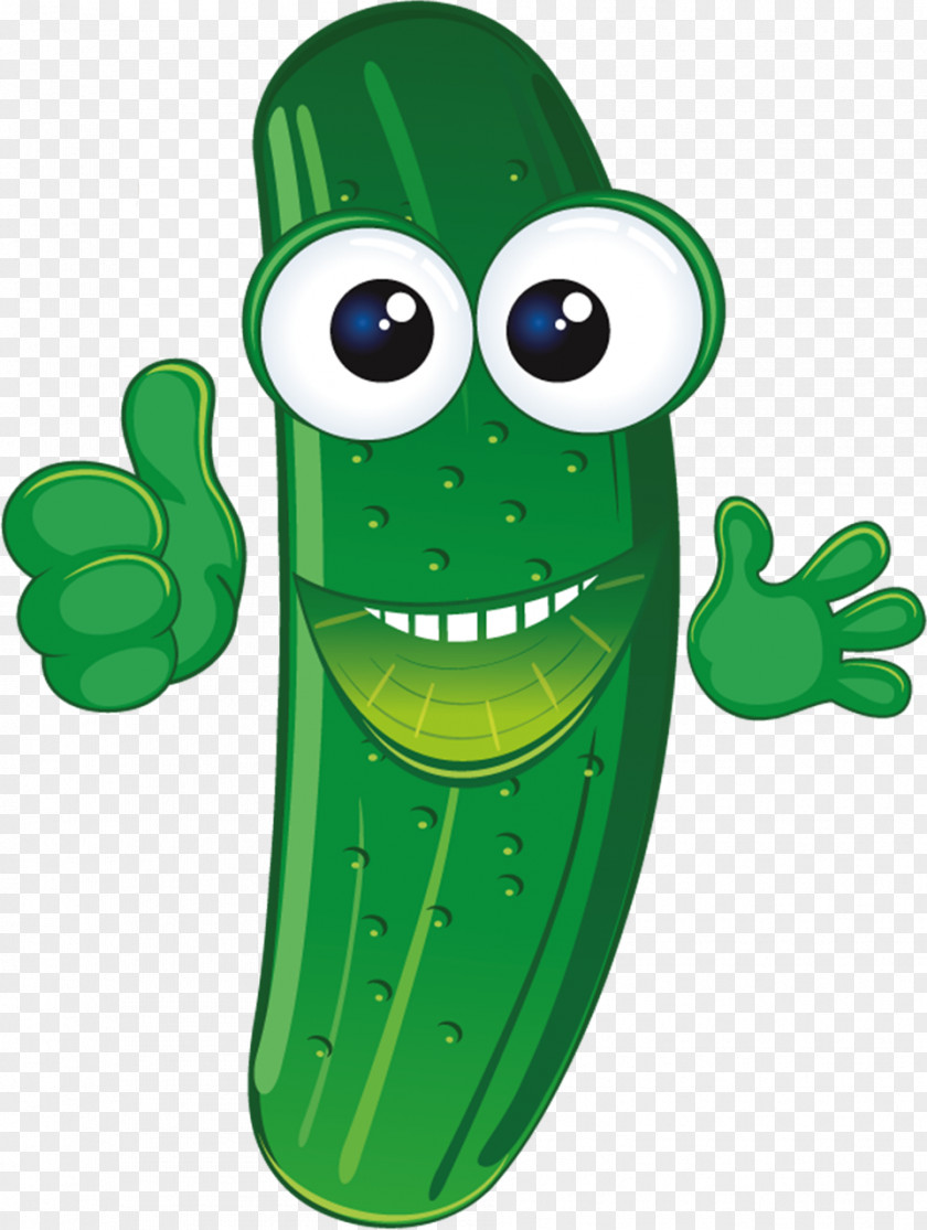 Smiling Cucumber Cartoon PNG