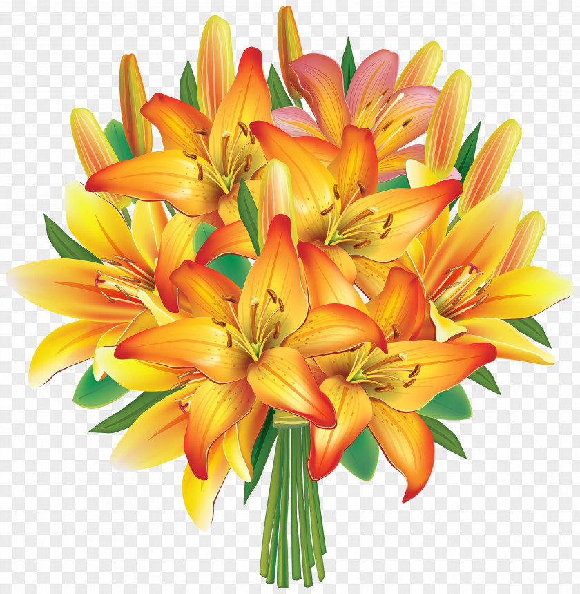 Yellow Lilies Flowers Bouquet Clipart Image Flower Wedding Invitation Clip Art PNG