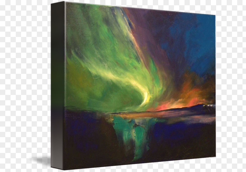 Aurora Boreal Painting Acrylic Paint Art Printmaking PNG