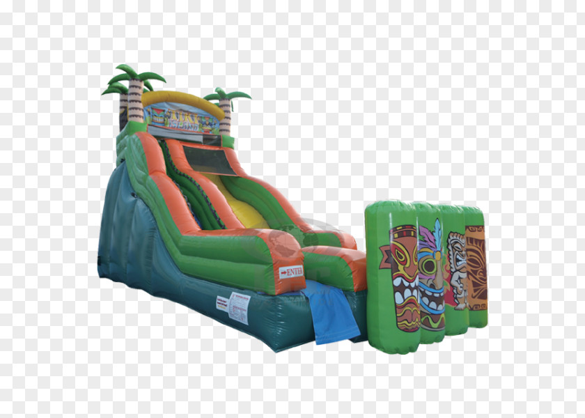Tiki Island Water Slide Adventure Inflatable Playground PNG