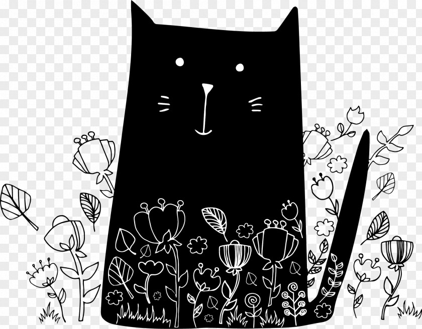 Black Cat Vector Kitten Drawing Illustration PNG