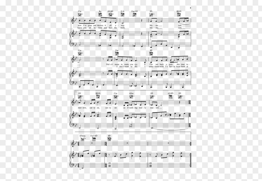 Bohemian Rhapsody Moonlight Sonata (Sheet Music) Piano Musical Note PNG