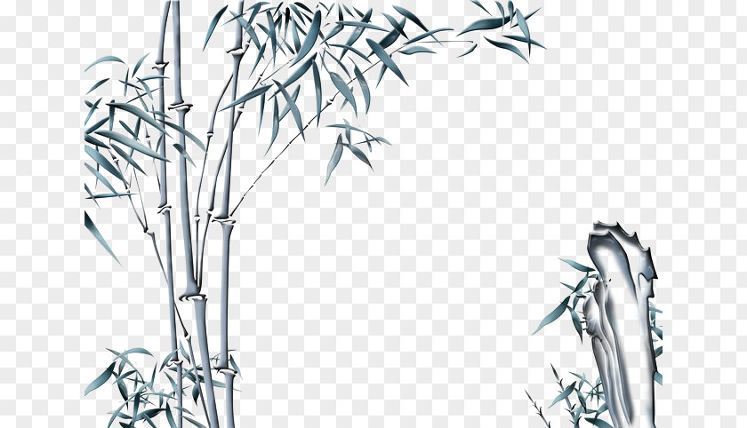 Chinese Wind Bamboo Painting Inkstick Ink Wash PNG