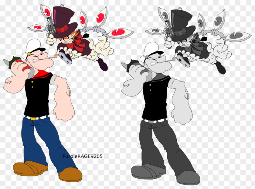 Popeye Olive Oyl Bluto Cuphead Drawing PNG