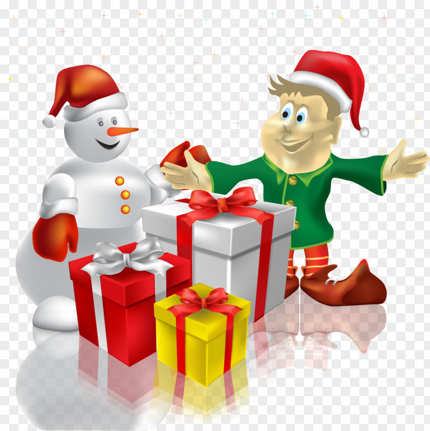 Vector Snowman And Gifts Santa Claus Christmas Gift PNG
