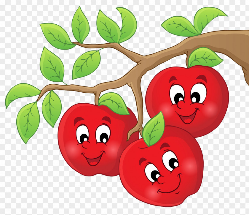 Green Apples On The Trunk Cartoon Apple Clip Art PNG