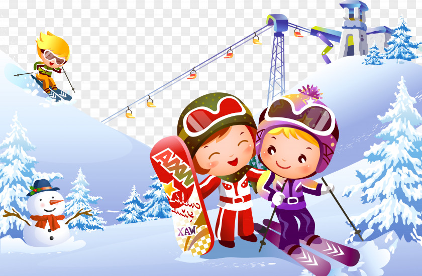 Skiing Snowman Clip Art PNG