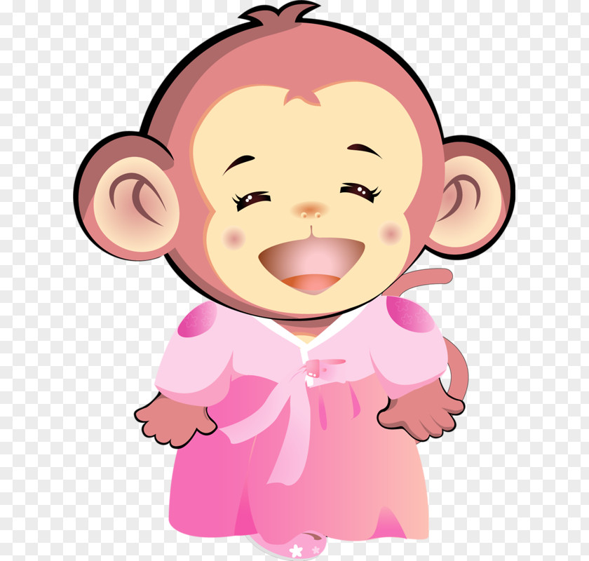 Pink Monkey Cartoon Cuteness PNG