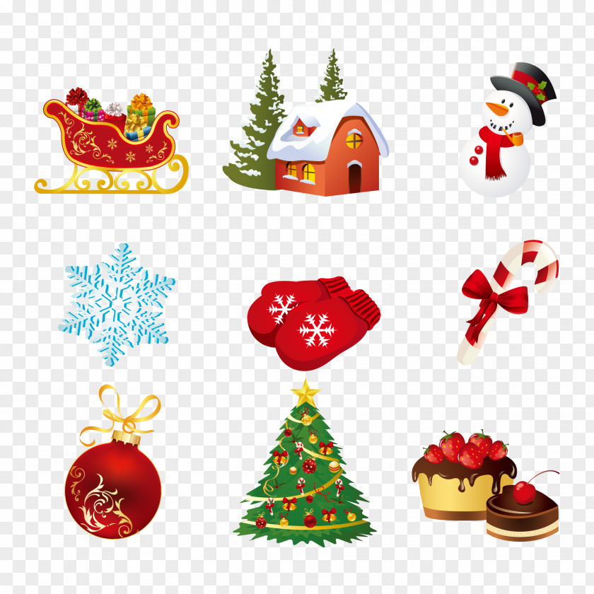 Vector Christmas Elements Ornament Santa Claus Tree PNG