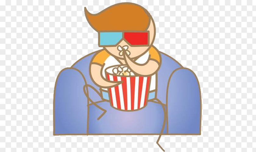 Cartoon Popcorn To Watch The Movie Cinema 3D Film PNG