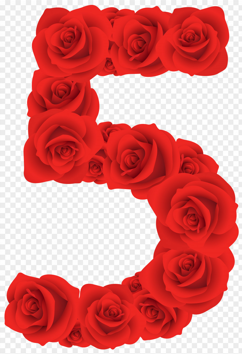 Red Roses Number Five Clipart Image Clip Art PNG