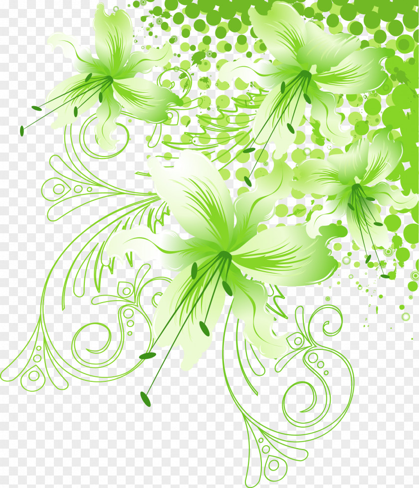 Green Painted Floral Background PNG painted floral background clipart PNG
