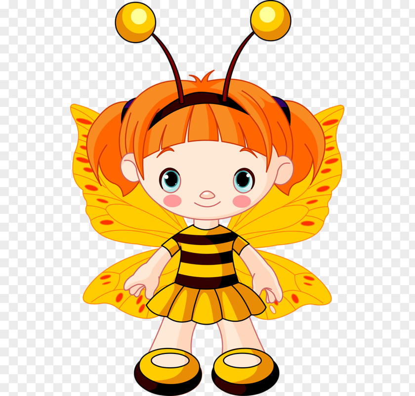 Honey Bee Orange Insects PNG , Cartoon Butterfly Girl clipart PNG
