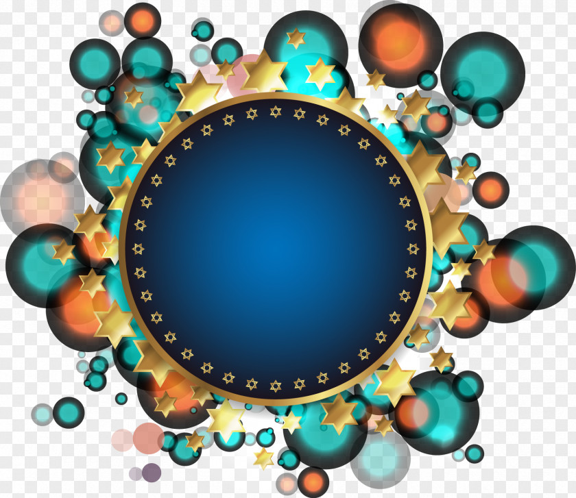 Vector Colored Stars Pattern Decorative Circular Title Turquoise Circle Illustration PNG