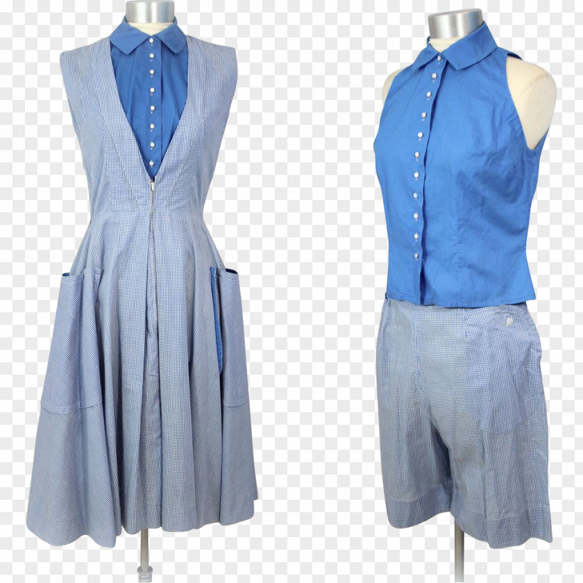 Gingham Clothing Dress Electric Blue Cobalt PNG