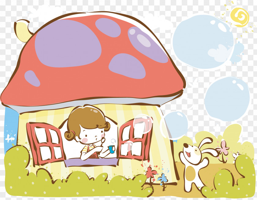 Mushroom House Cartoon Model Sheet Download Illustration PNG