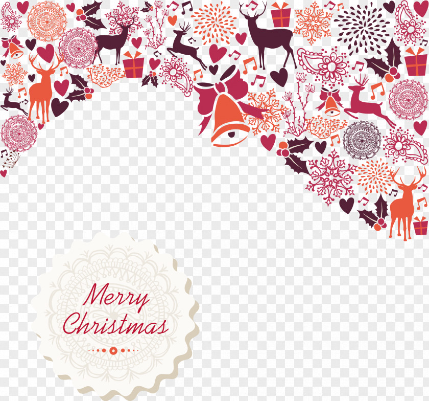Vector Exquisite Pattern Christmas Card Illustration PNG