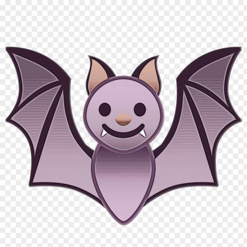 Vampire Bat Purple Line Emoji PNG