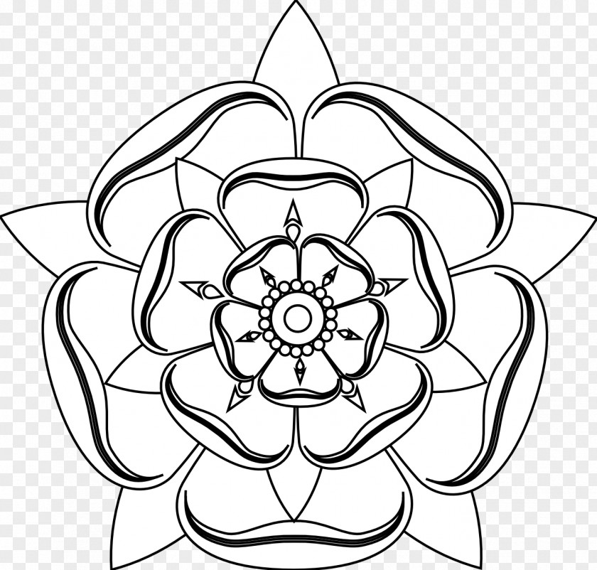 Flower Tattoo Black And White Tudor Rose Of York Drawing Clip Art PNG