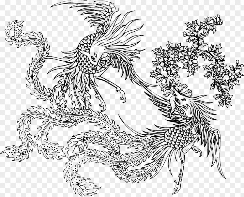 Black Phoenix And White Fenghuang PNG