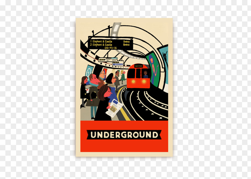 L Is For London Underground Elephant & Castle Tube Station Illustrator Book PNG