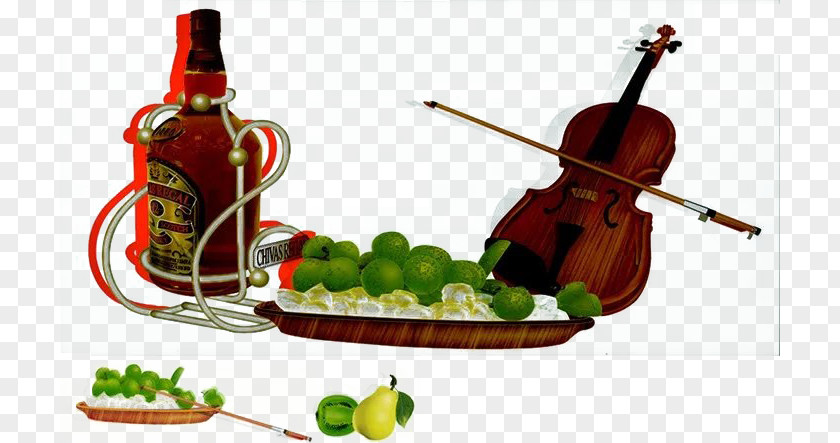 Green Fruit Wine And Violin Red Cello PNG