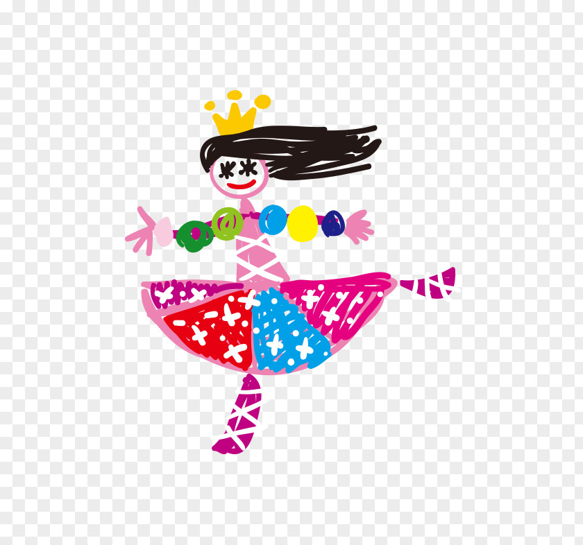 Vector Small Hand-painted Dancers Child Painting PNG