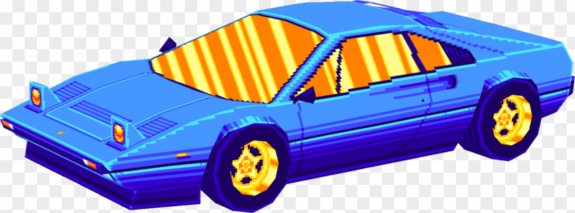 Car 1980s Video Game Low Poly Rendering PNG