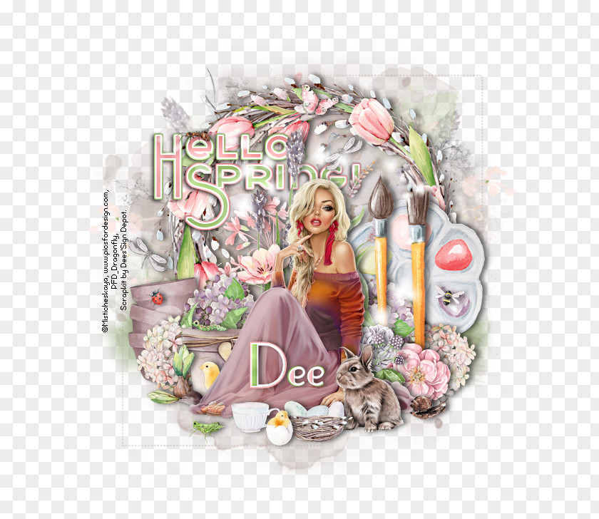 Hello Spring Flower Pink M PNG