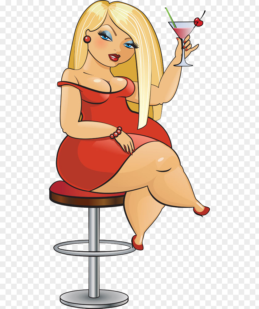 Holding A Cocktail Girls Woman Cartoon Illustration PNG