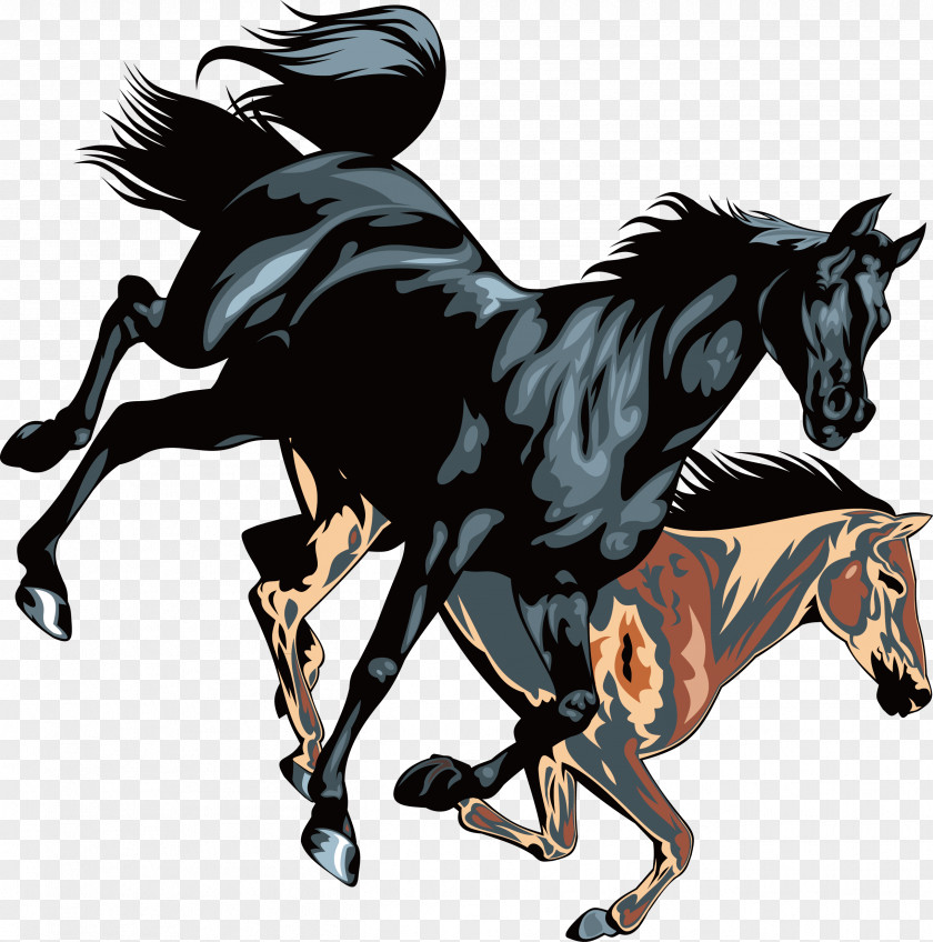 Chinese Wind Running Mustang Decorative Design Vector Ink Wash Painting Drawing Stallion PNG
