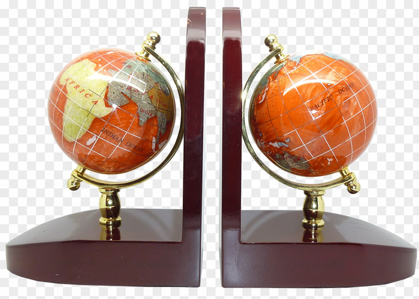Globe Bookend Wood Orange S.A. PNG