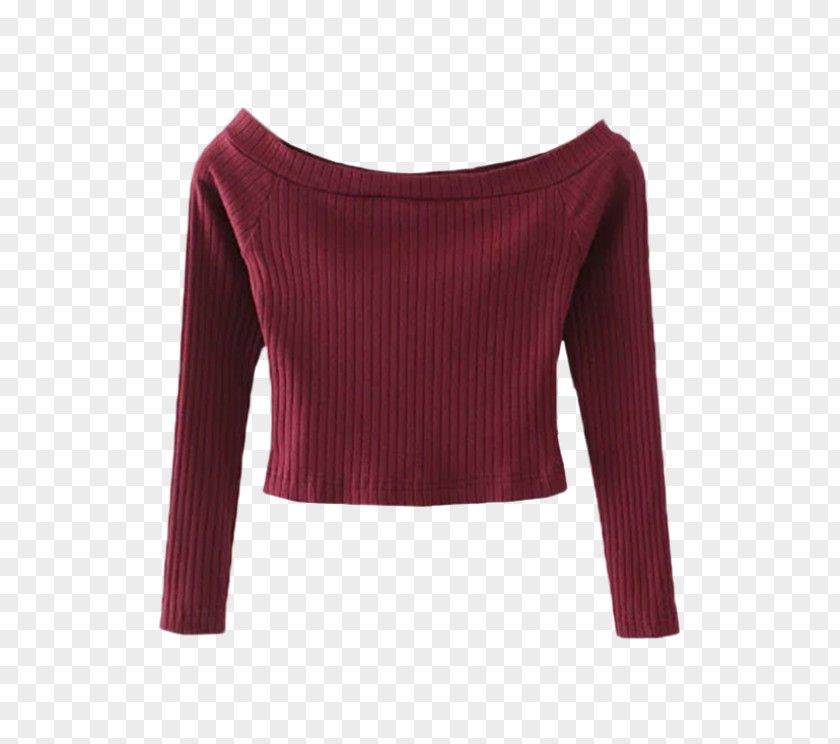 Texture Fashion Sleeve Shoulder Sweater Outerwear Maroon PNG