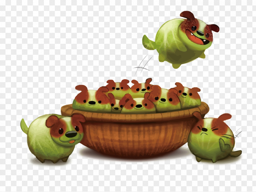 Vector Cabbage Puppy Vegetable Painting Food PNG