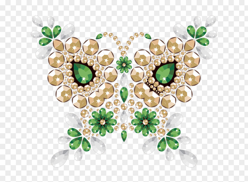 Green And Gray Diamonds Butterfly Diamond Emerald Jewellery PNG