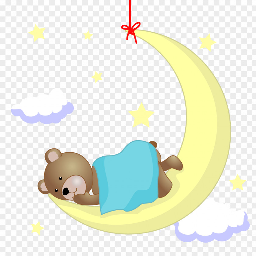Teddy Bear PNG bear , good night bear, brown sleeping on moon photo clipart PNG